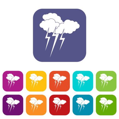 Lightning'ler Icons set ile bulut