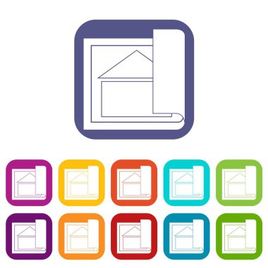 Bina planı Icons set