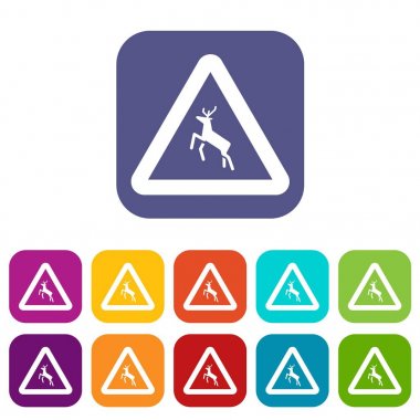 Geyik trafik uyarı işareti Icons set