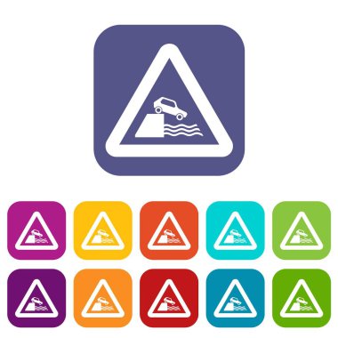 Nehir kıyısı trafik işaret Icons set