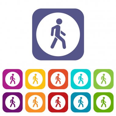 Yayalar giden tek yol işareti Icons set