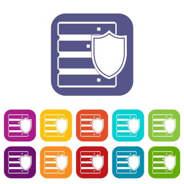 Veritabanı ile kalkan Icons set