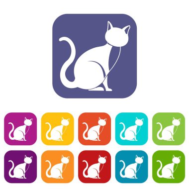Kara kedi Icons set