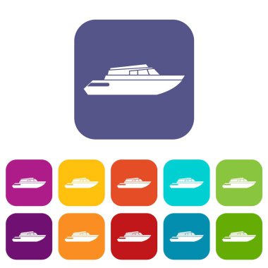 Planya powerboat Icons set