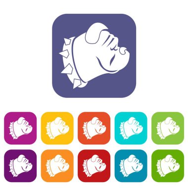 Bulldog köpek Icons set