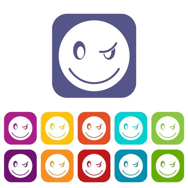 Augenzwinkern emoticons set — Stockvektor