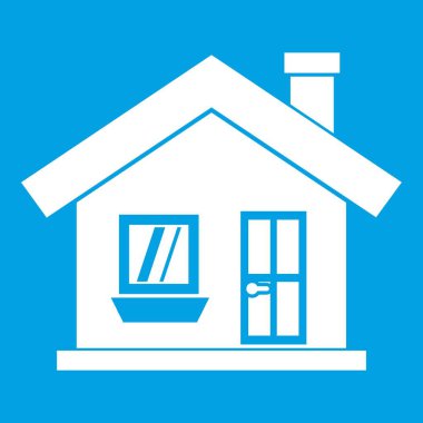 Beyaz bir baca simgesi olan tek katlı ev