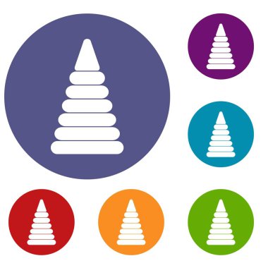 Plastik halkalar Icons set inşa piramit