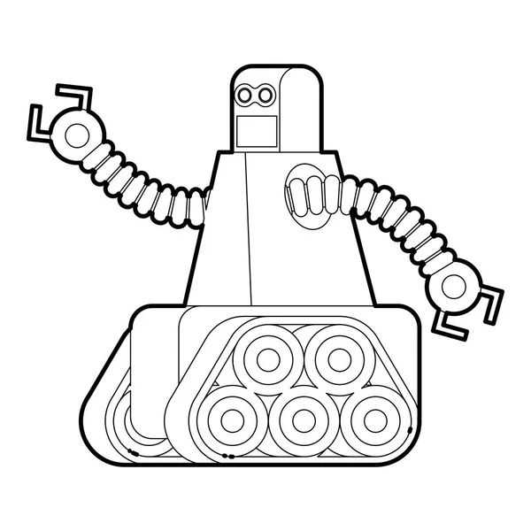 Robot avec icône de piste chenille contour — Image vectorielle