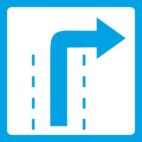 Tournez à droite panneau de signalisation icône blanche — Image vectorielle