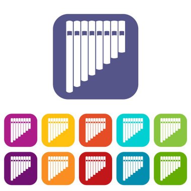 Pan flüt Icons set