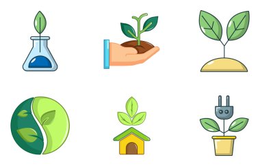 Bitki simge seti, karikatür tarzı