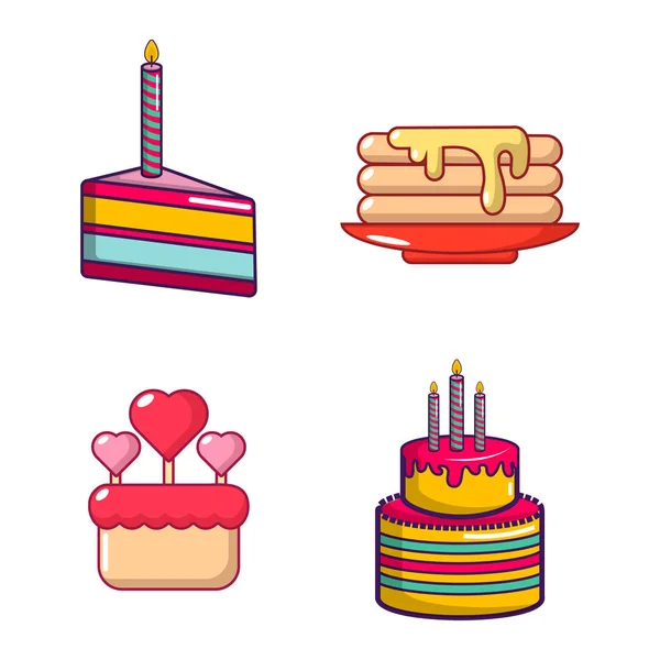 Ensemble d'icônes de gâteau, style dessin animé — Image vectorielle