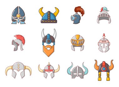 Savaş kask simge seti, karikatür tarzı