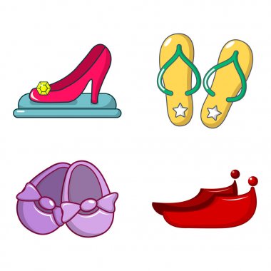 Ayakkabı simge seti, karikatür tarzı
