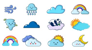 Bulutlar simge seti, karikatür tarzı