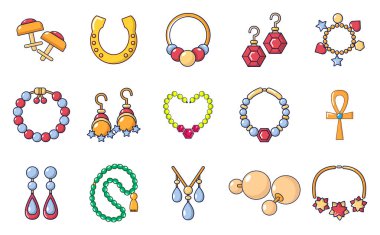 Jewerly simge seti, karikatür tarzı