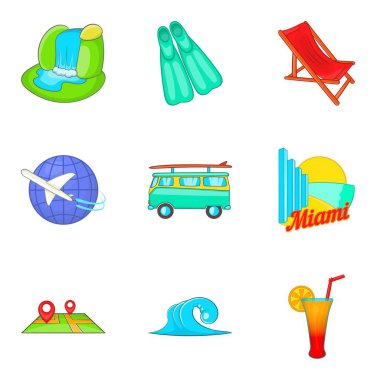 Boş zaman zaman Icons set, karikatür tarzı