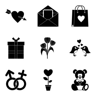 Sevgililer günü Icons set, basit tarzı