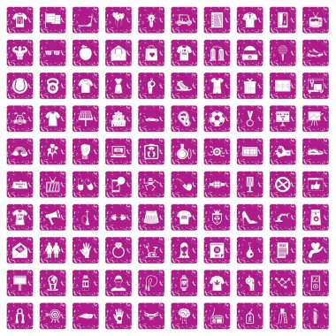 100 t-shirt simgeler grunge pembe ayarla