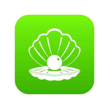 Bir deniz kabuğu simgesi dijital yeşil inci