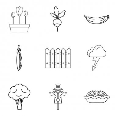Mısır gevreği Icons set, anahat stili