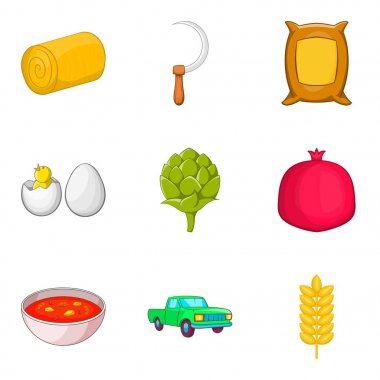 Sebze prolapsusu Icons set, karikatür tarzı