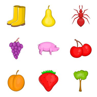 Kökenli Icons set, karikatür tarzı