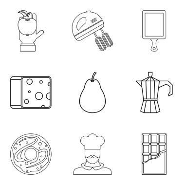 Çim Icons set, basit tarzı yemek