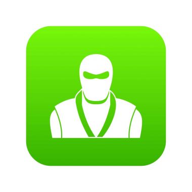 Siyah maske simgesi dijital yeşil Ninja