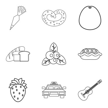 Yararlı beslenme Icons set, anahat stili