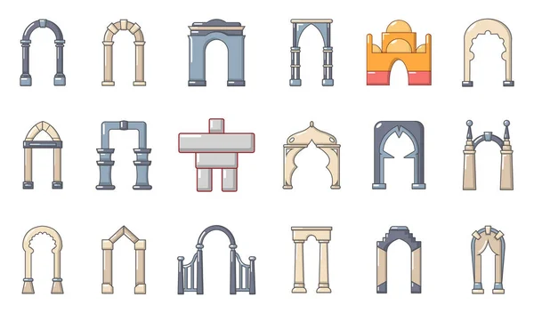 Conjunto de iconos de arco, estilo de dibujos animados — Vector de stock