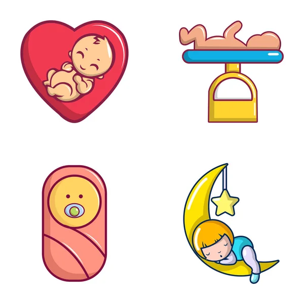 Baby icon set, cartoon style — Stock Vector