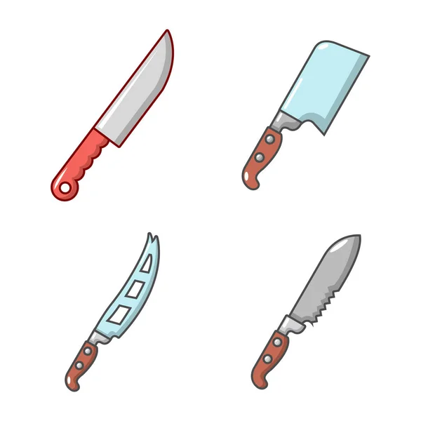 Conjunto de iconos de cuchillo, estilo de dibujos animados — Vector de stock