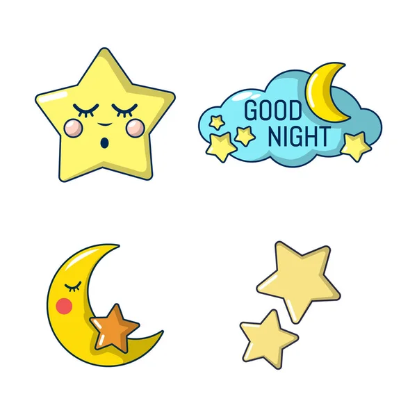 Set di icone stelle, stile cartone animato — Vettoriale Stock