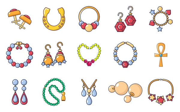 Jewerly Icon Set, Cartoon-Stil — Stockvektor