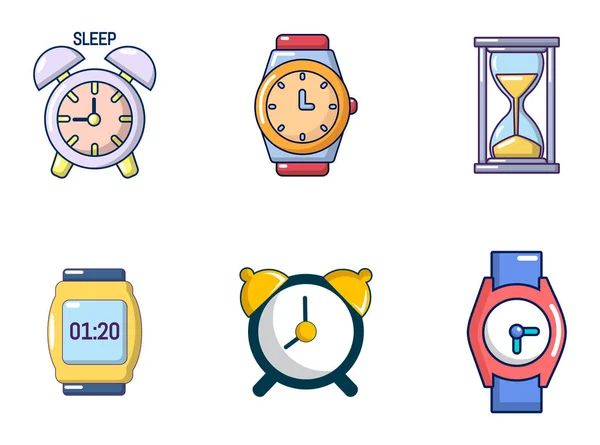 Clock icon set, cartoon style — Stock Vector