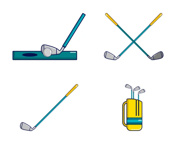 Golf stick icon set, cartoon style — Stock Vector