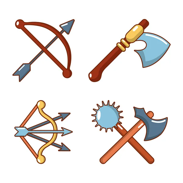 Mittelalterliche Rüstung Ikone Set, Cartoon-Stil — Stockvektor