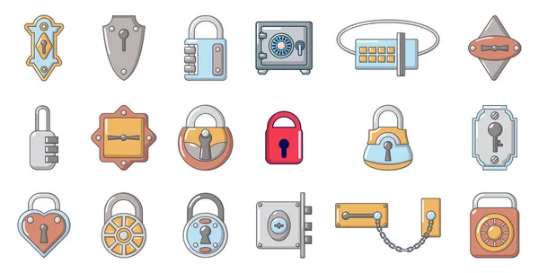 Lock pictogrammenset, cartoon stijl — Stockvector