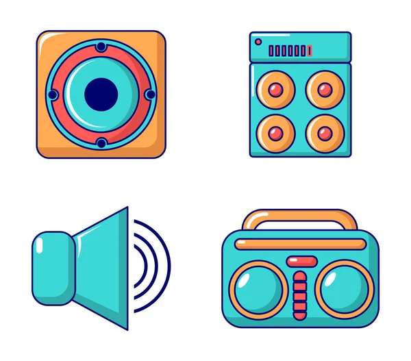 Ensemble d'icônes haut-parleurs, style dessin animé — Image vectorielle