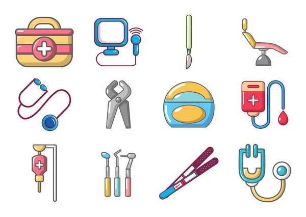 Herramientas médicas icono conjunto, estilo de dibujos animados — Archivo Imágenes Vectoriales