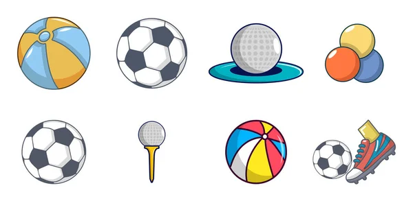 Bolas icono conjunto, estilo de dibujos animados — Vector de stock