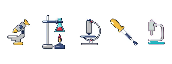 Chemische Werkzeuge Icon Set, Cartoon-Stil — Stockvektor