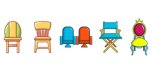 Ensemble d'icône de chaise, style dessin animé — Image vectorielle