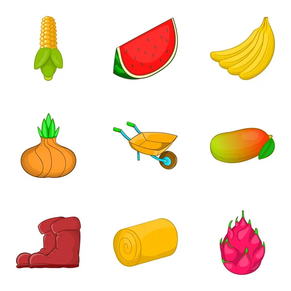 Set di icone dell'olericoltura, stile cartone animato — Vettoriale Stock