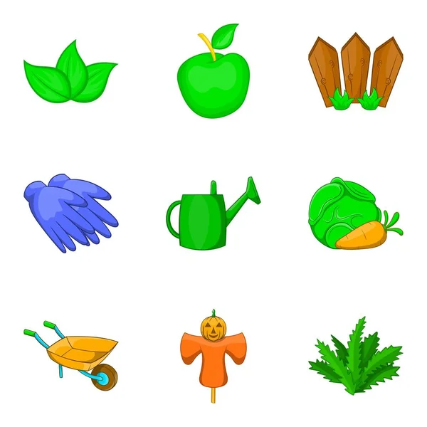 Ensemble d'icônes de kit de légumes, style dessin animé — Image vectorielle