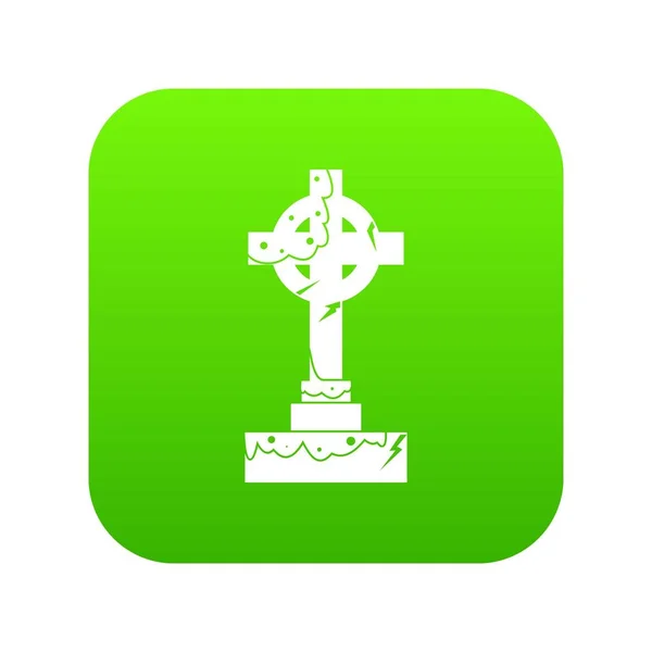 Irlandés celta cruz icono digital verde — Vector de stock