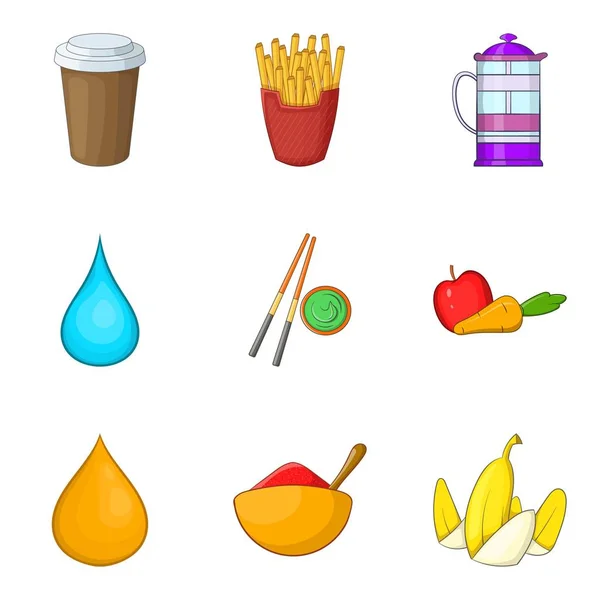 Conjunto de iconos de foodist crudo, estilo de dibujos animados — Vector de stock