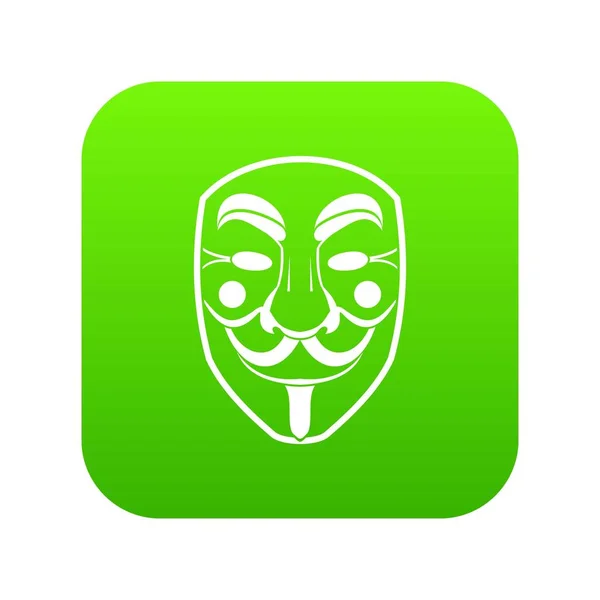 Vendetta masker pictogram digitale groen — Stockvector